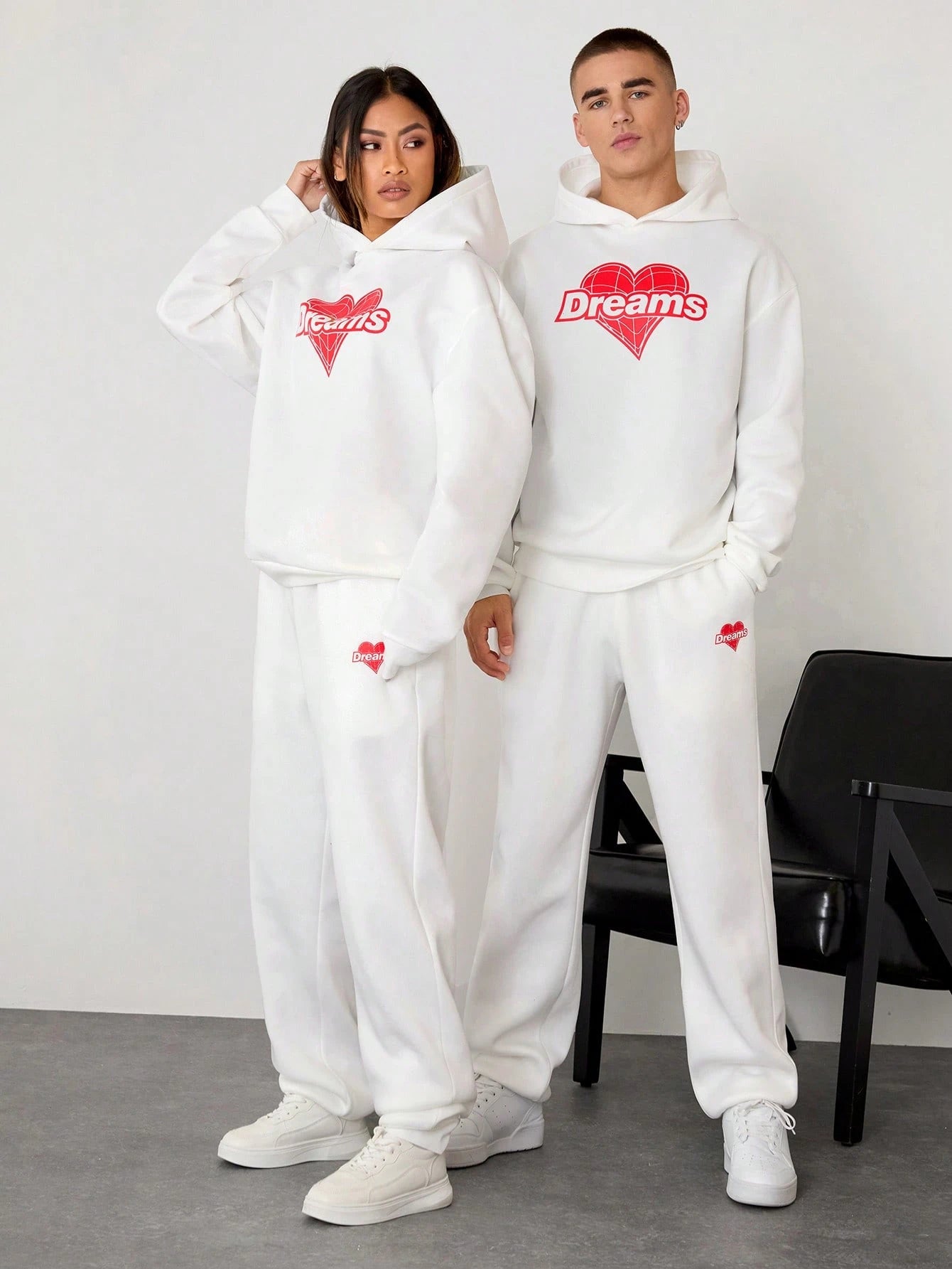 Heart Graphics Couple Tracksuit_ White