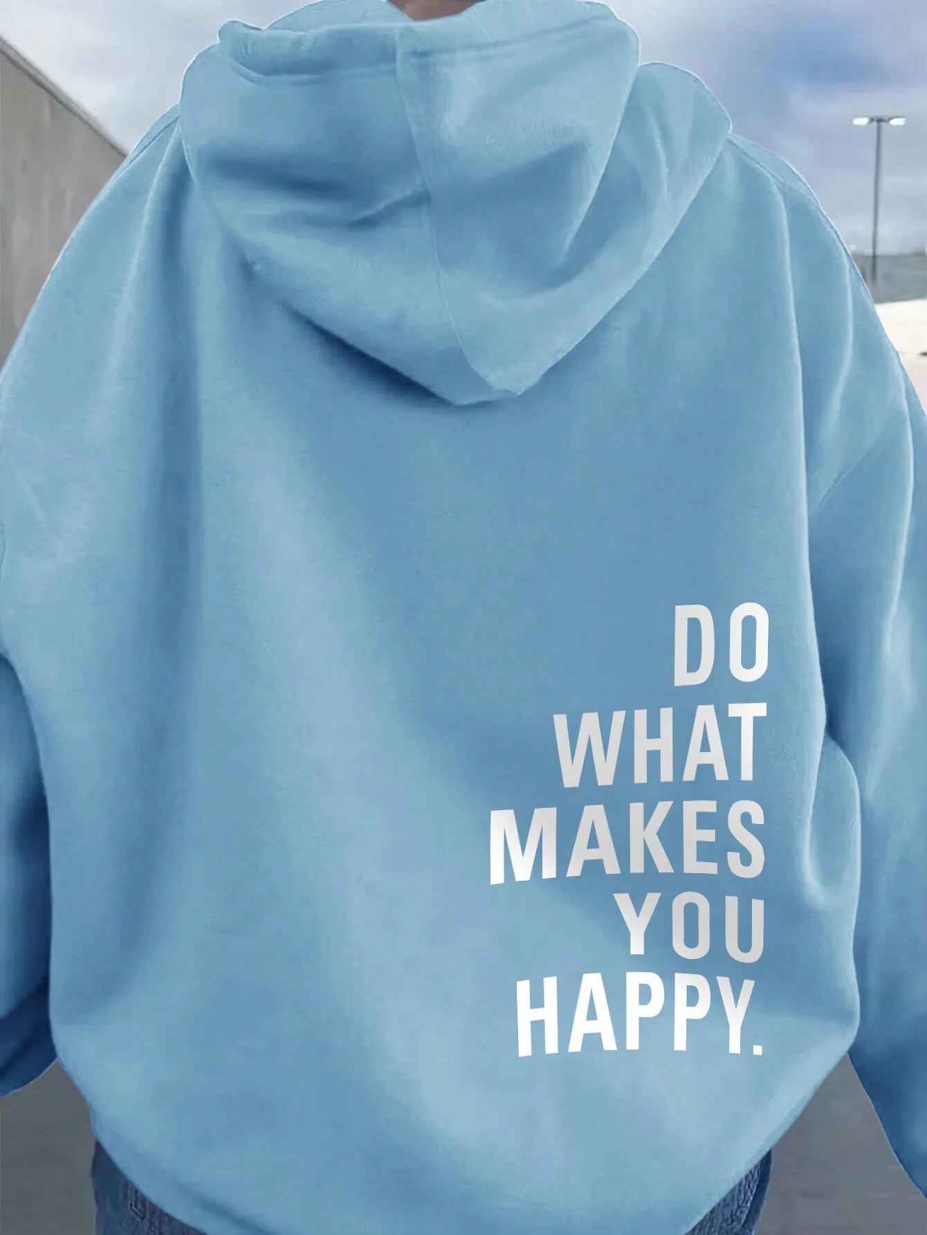 Letter Graphics Baggy Hoddie_Sky Blue