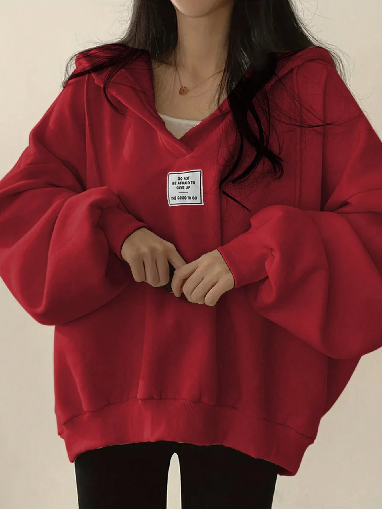 Baggy Patched Hoddie_Red