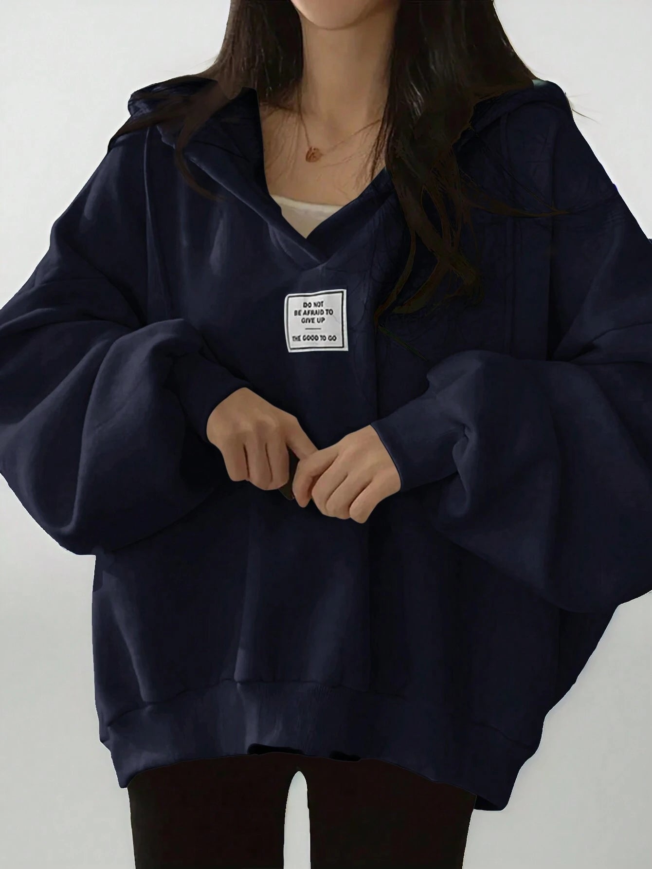 Baggy Patched Hoddie_Navy