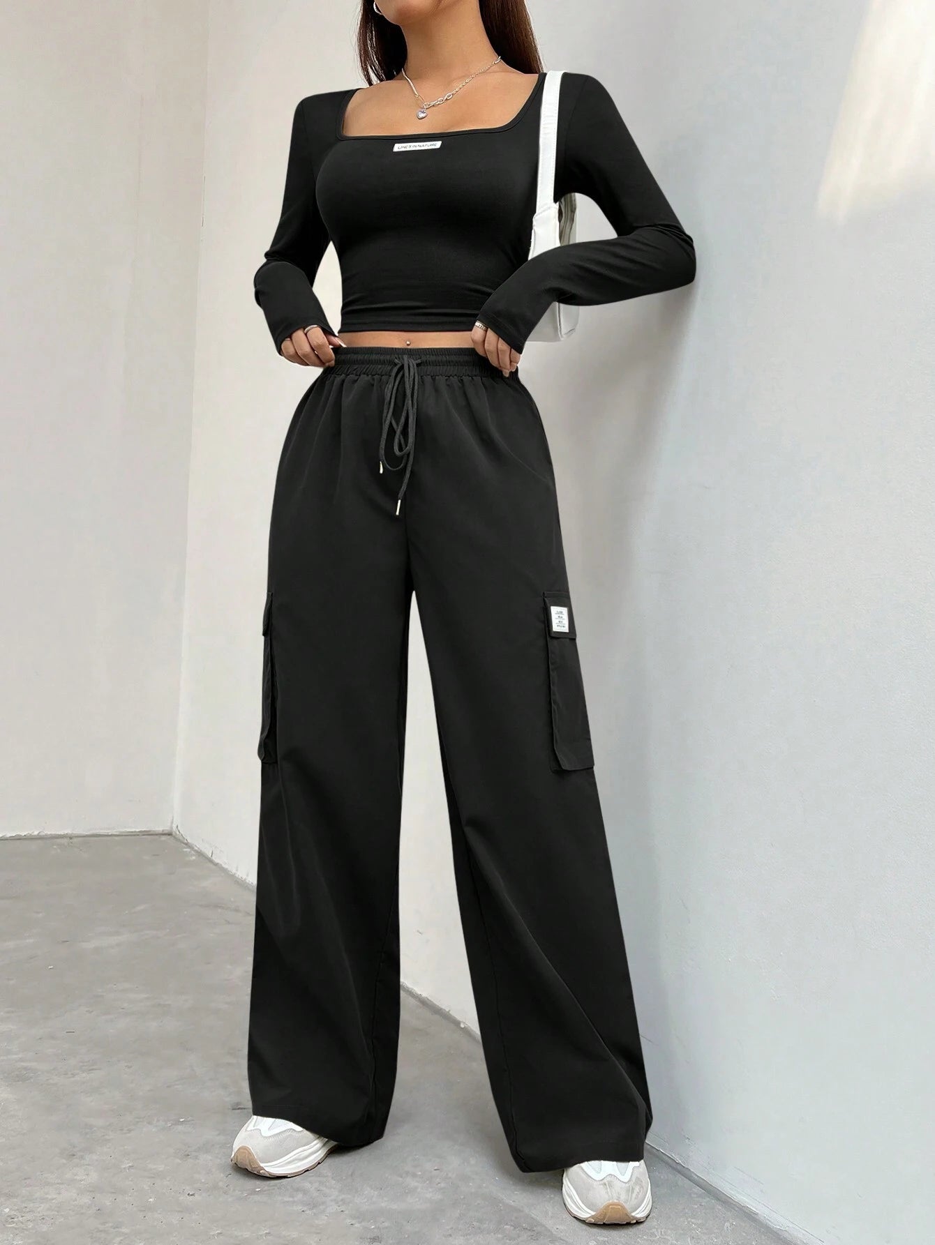 Solid color summer Tracksuit_Black