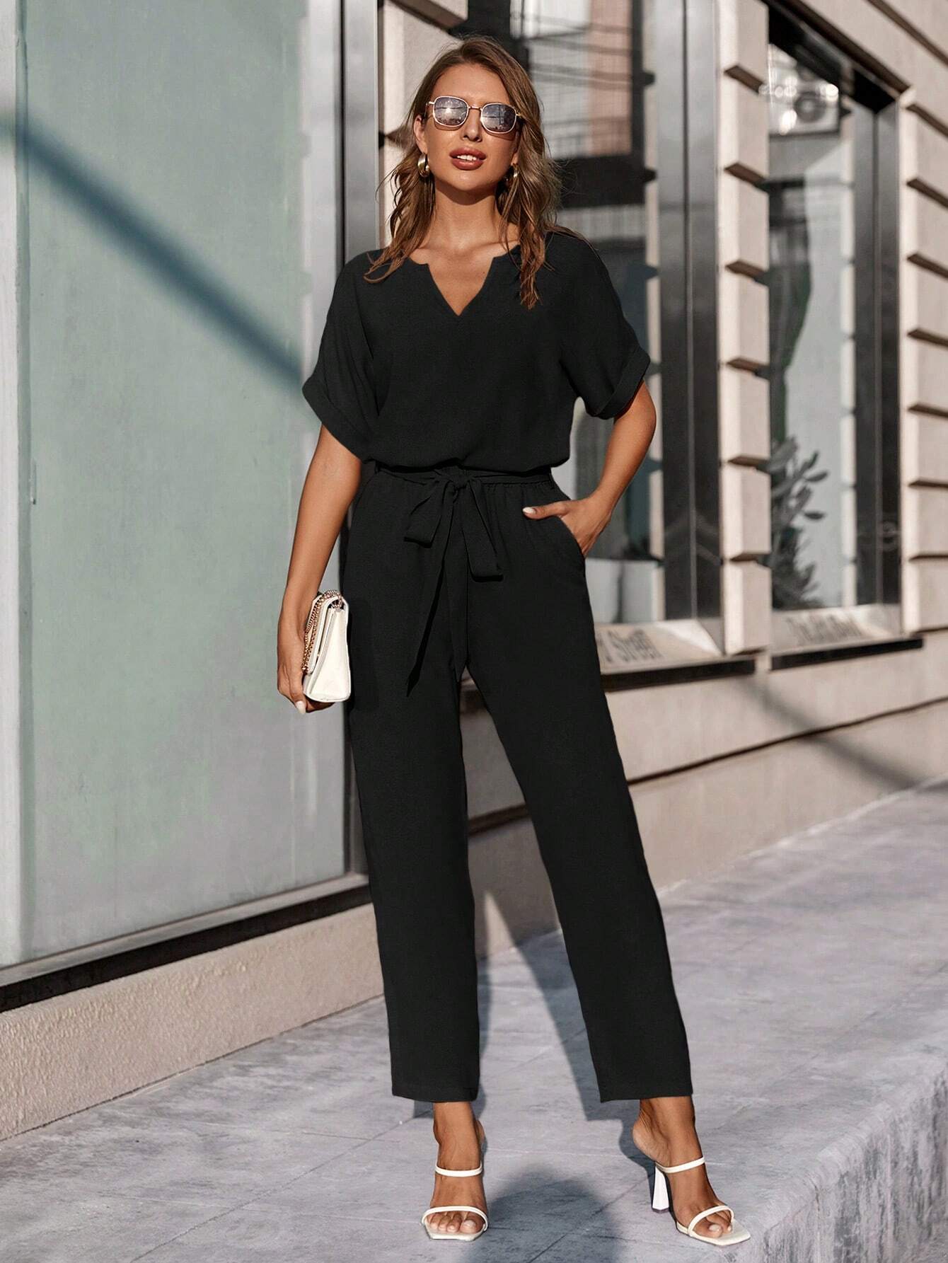 Solid Color Co_ord_ Black