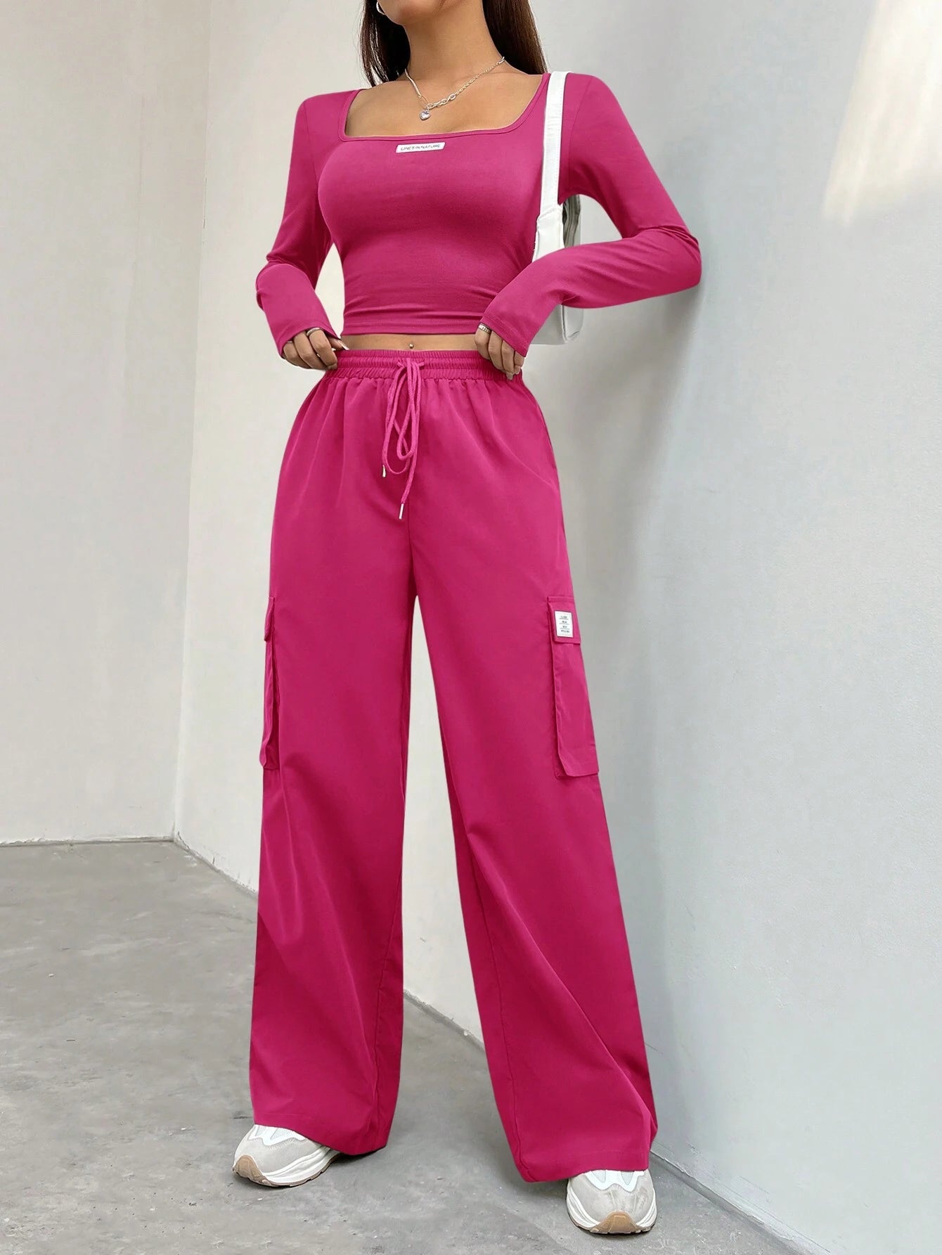 Solid color summer Tracksuit_Hot Pink