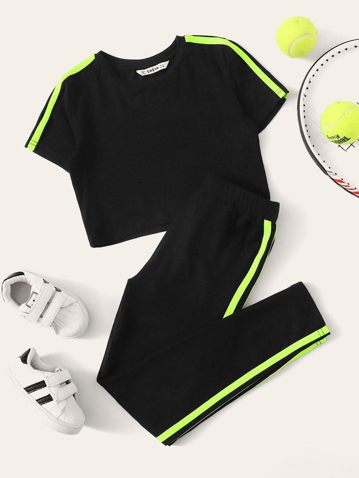 Black With Neon Green Tape Tracksuit
