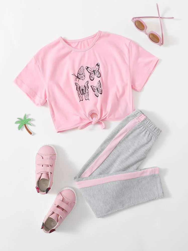 Butterflies Pink And Grey Tracksuit