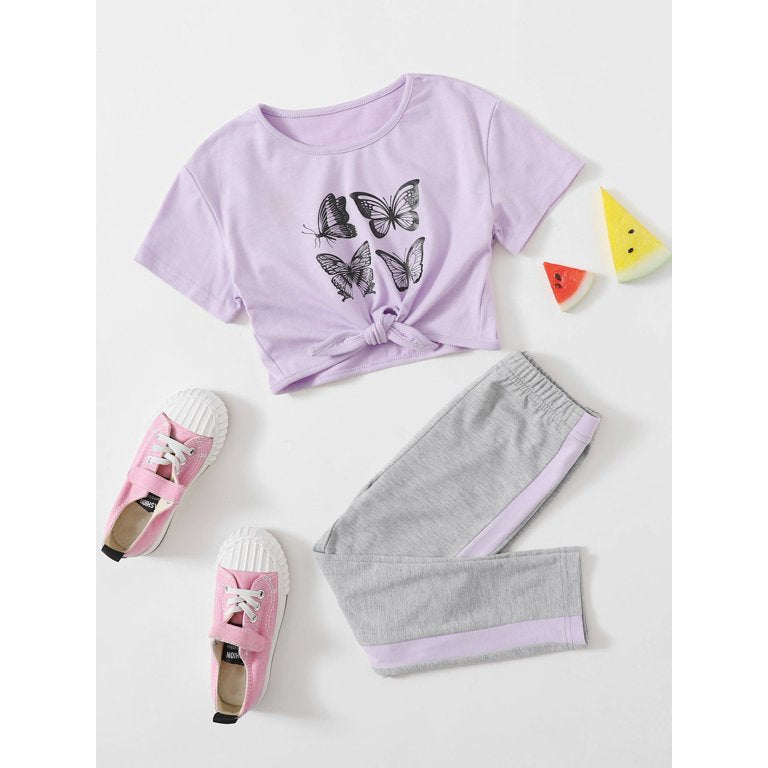 Butterflies Purple And Grey Tracksuit