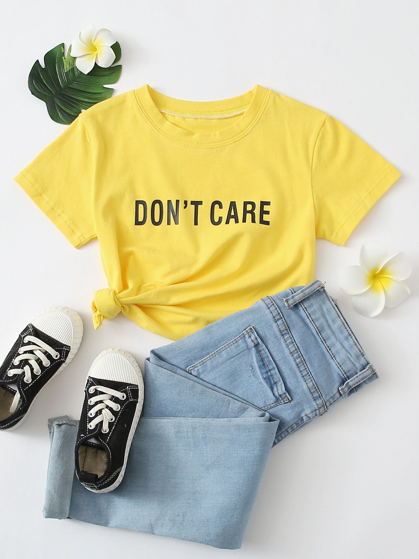 Don’t Care T Shirt – Yellow