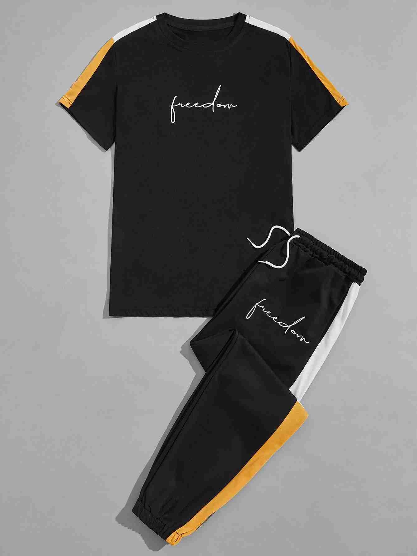 Freedom Black Tracksuit With Yellow & White Pannel