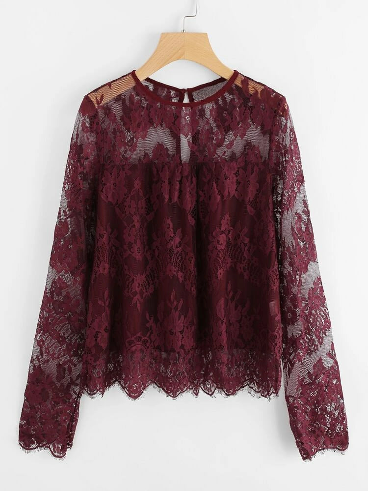 Lace Blouse _ Maroon