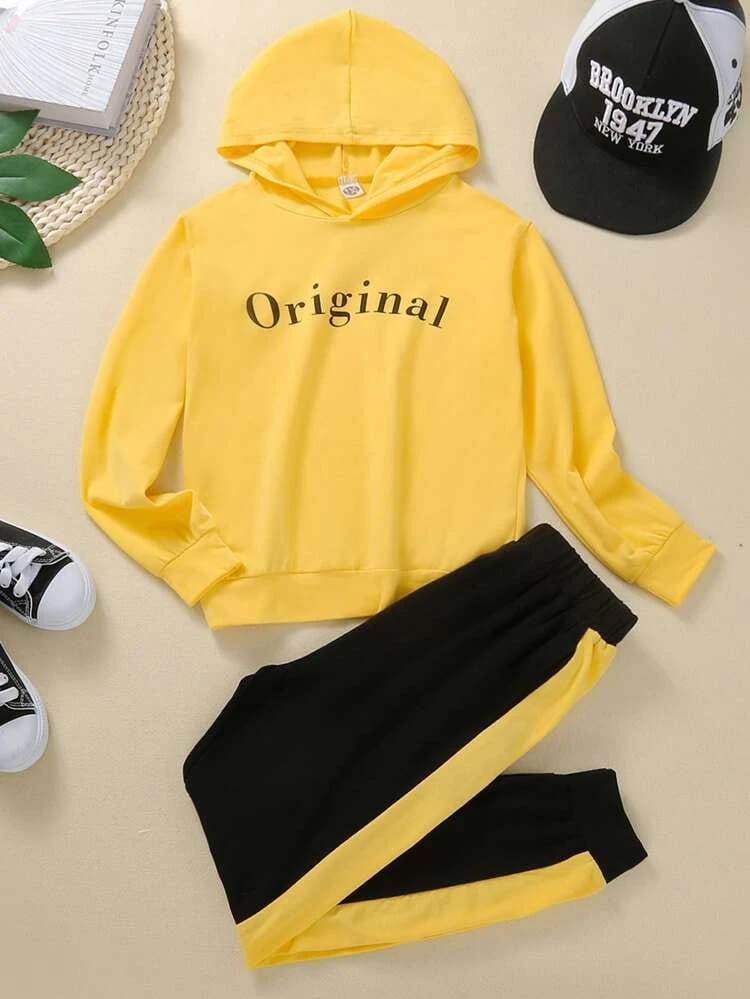 Letter Graphic Tracksuit-Yellow