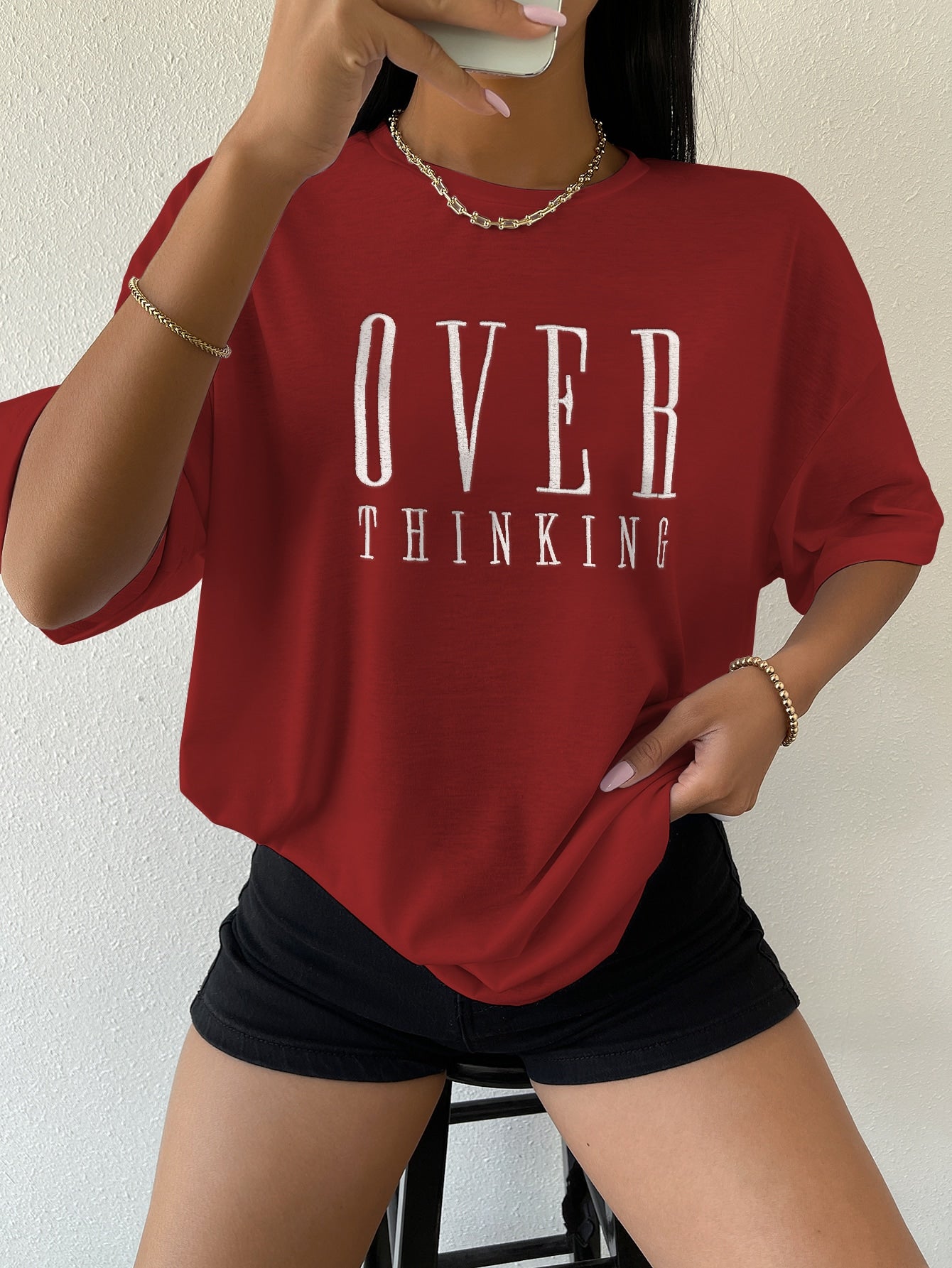 Over Thinking Deep Red Tees
