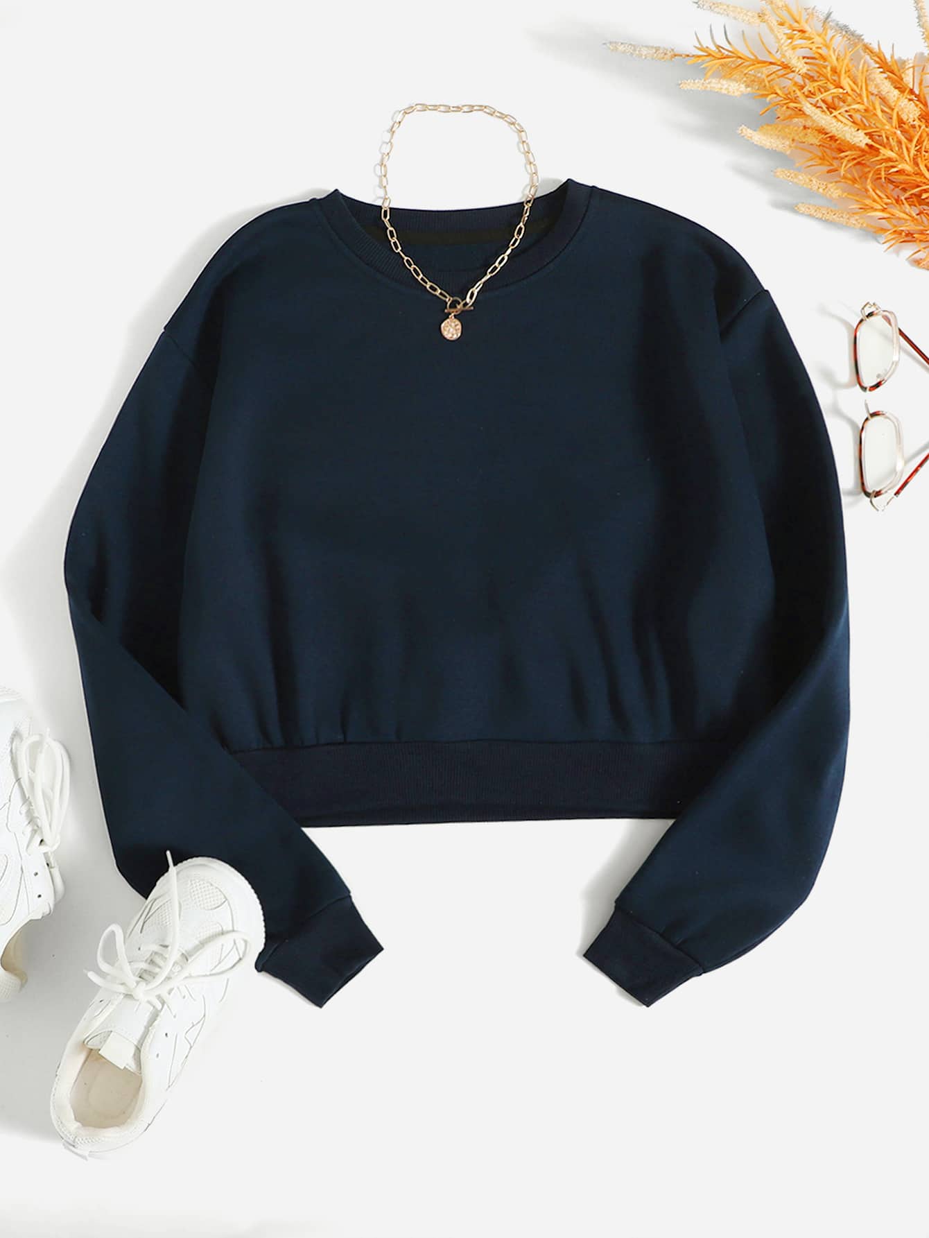 Solid Sweatshirt _ Navy Blue